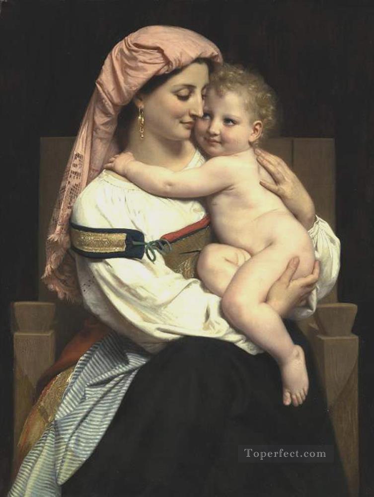 Femme de Cervara et Son Enfant 1861 Realismo William Adolphe Bouguereau Pintura al óleo